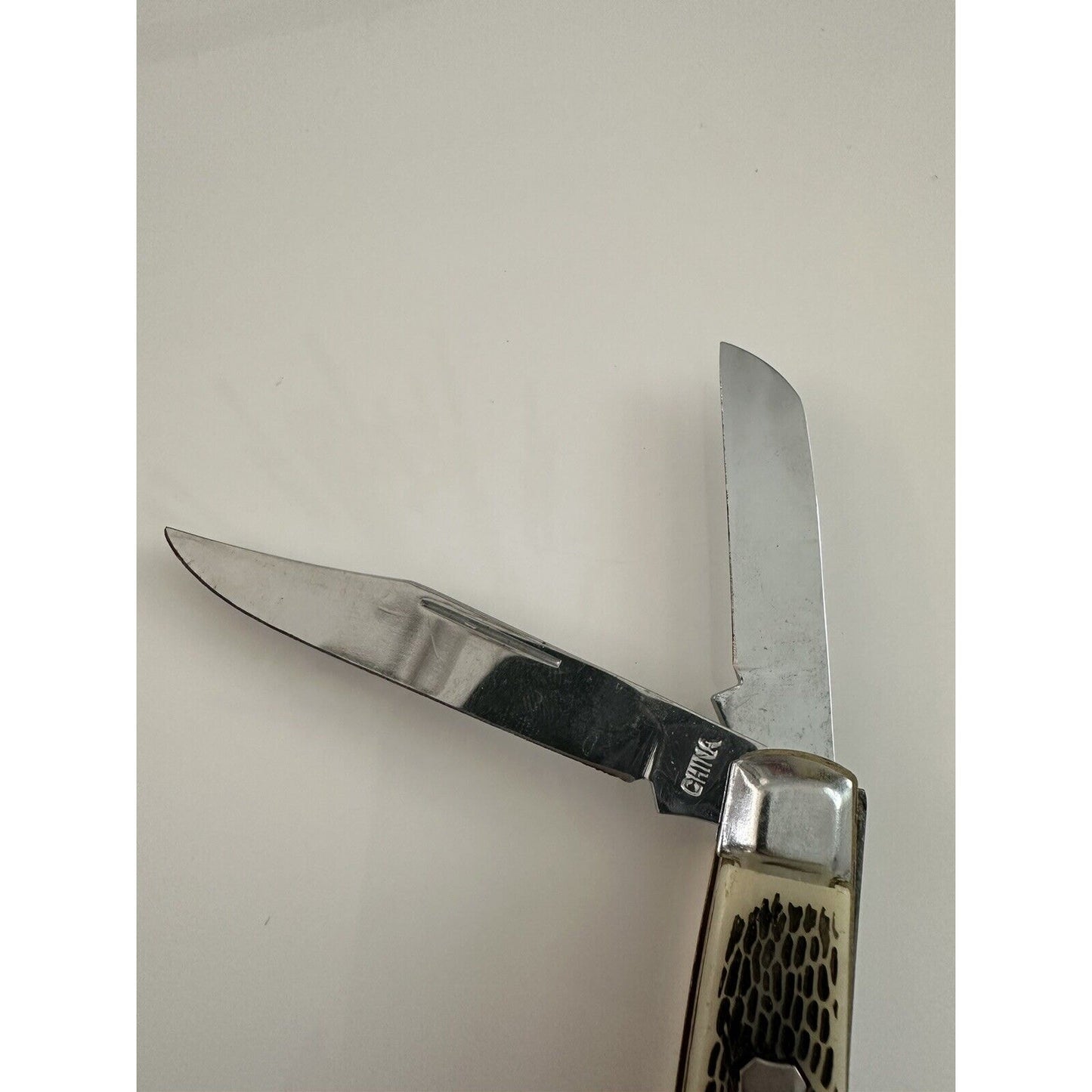 VINTAGE *NEW* Bone/Silver Handle Pocket 2-Blade Knife