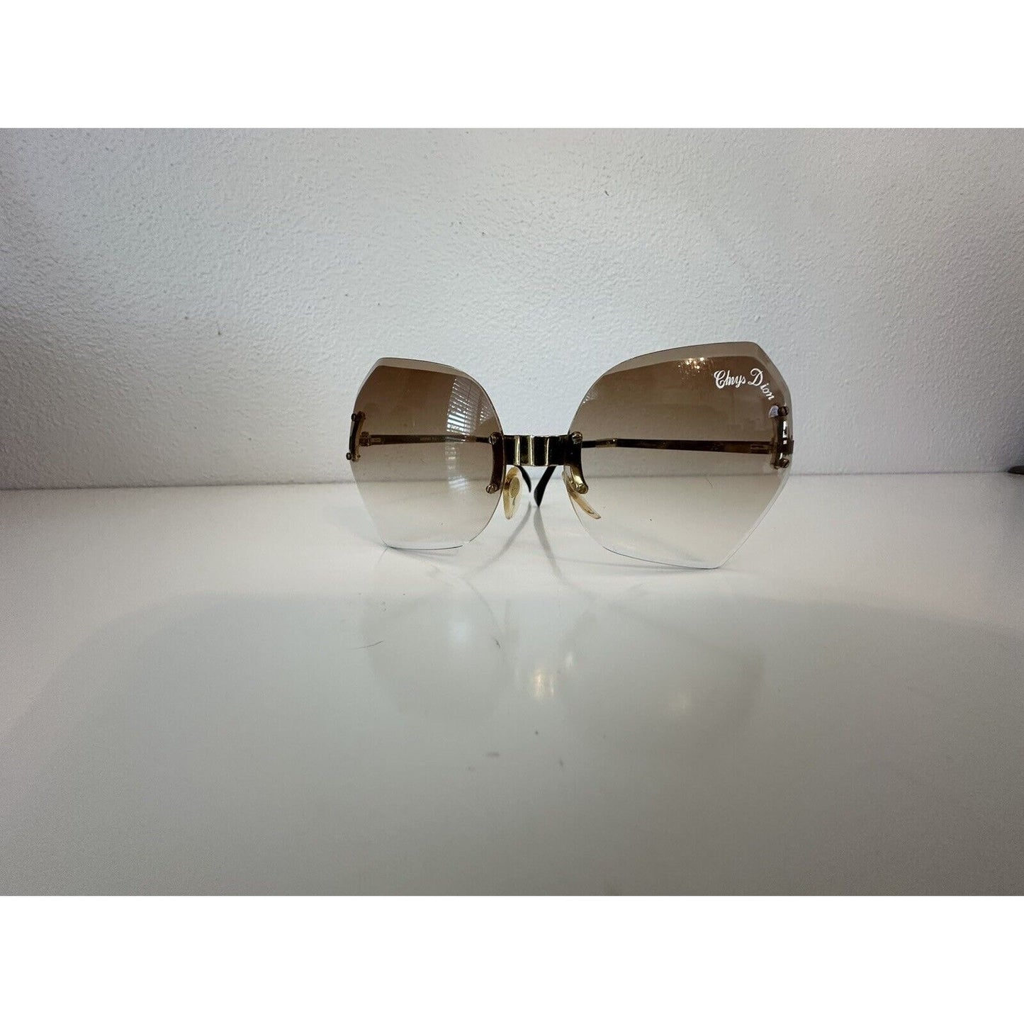 VINTAGE *NEW* 1970's ChrysDior Glam Sunglasses Brown Smoked Glass & Gold