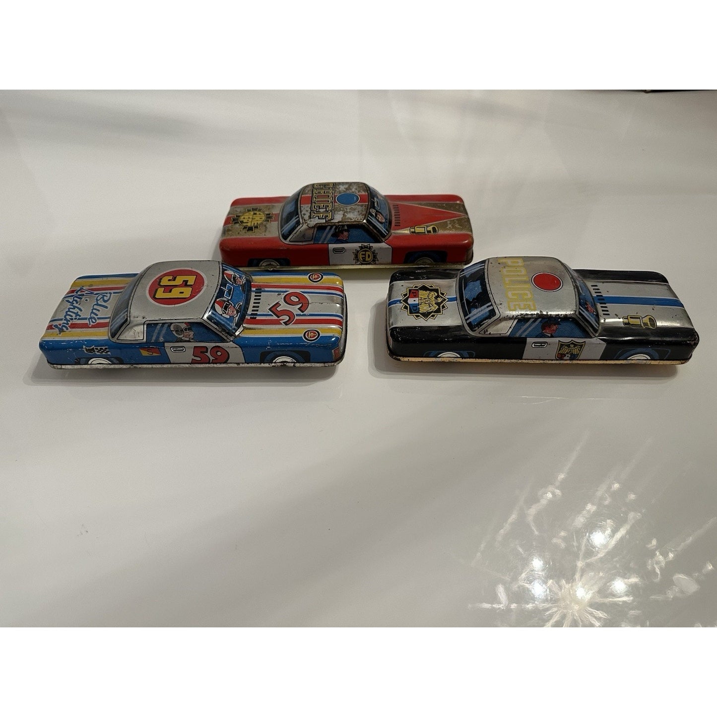 VINTAGE *NEW* 1970's Die-Cast Toy Car Bundle-Police, Fire Chief and Race Car
