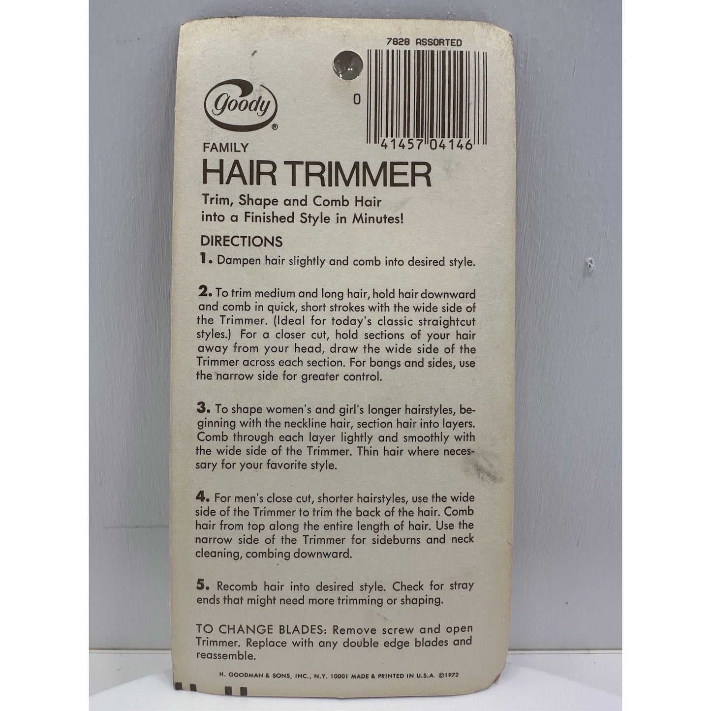 VINTAGE *NEW* 1972 Goody Family Hair Trimmer #7828 Brown Comb 3.5"