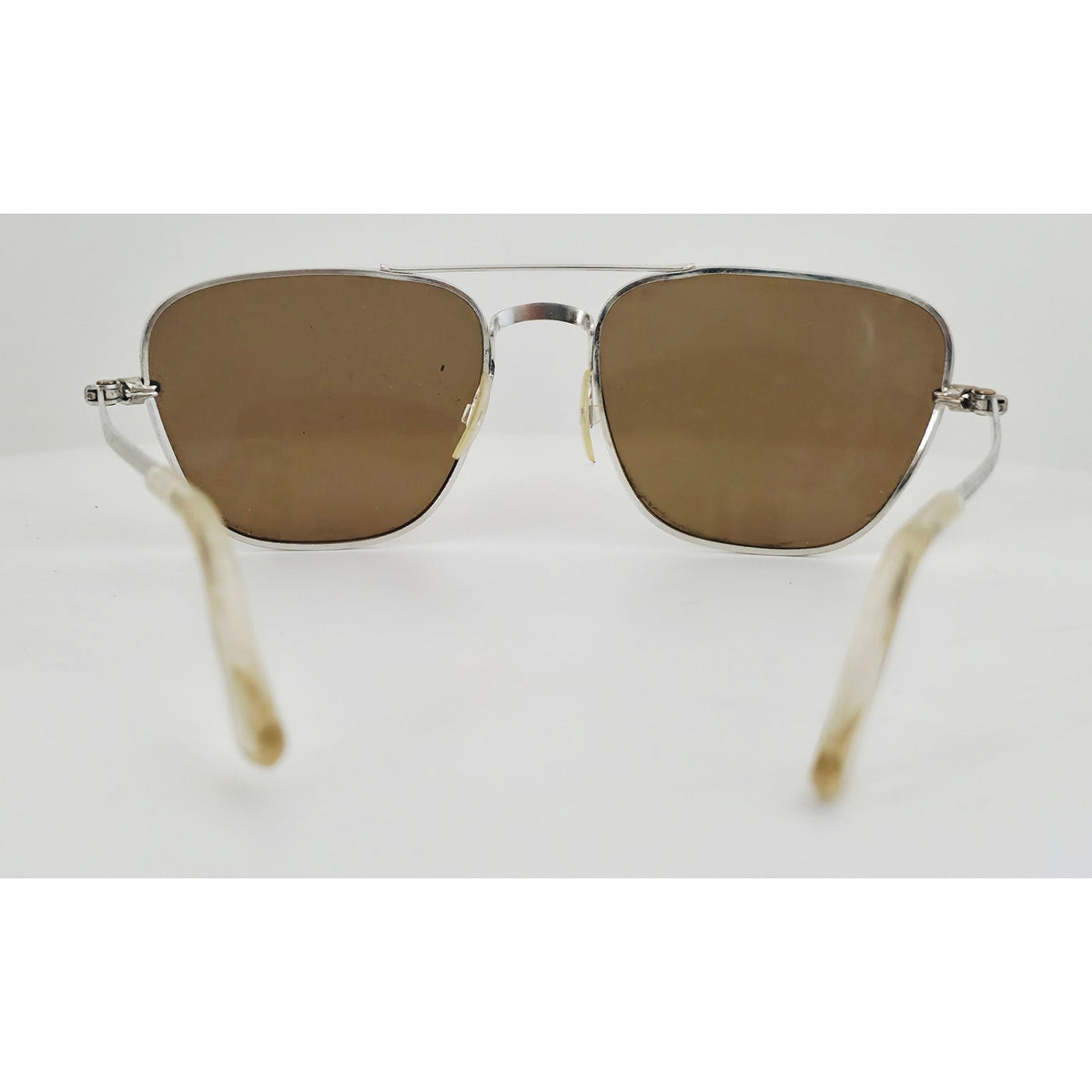 VINTAGE *NEW* 1970's Glam Unisex Silver Frame Brown Lens Sunglasses