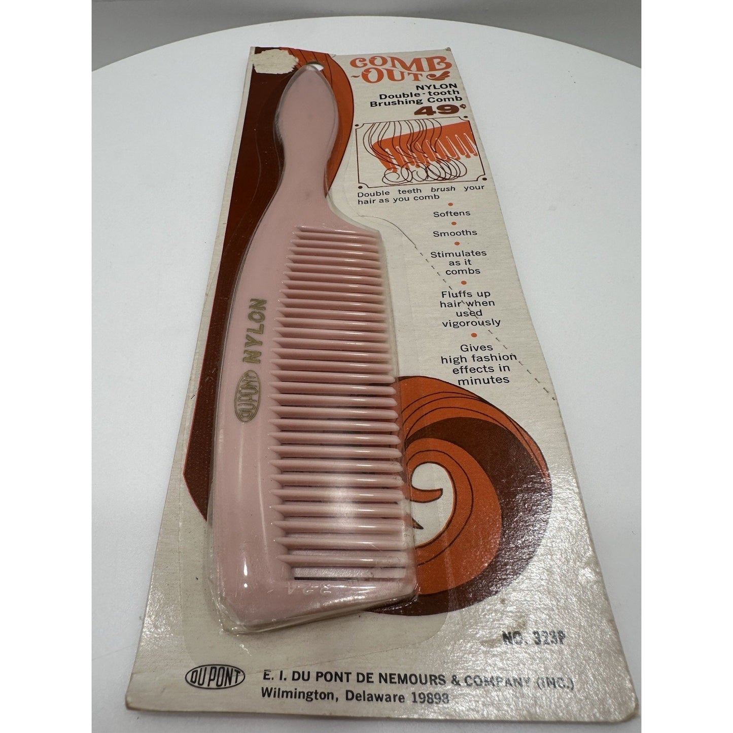 VINTAGE *NEW* Dupont Handled Comb-Out Double Tooth Nylon Comb Pink