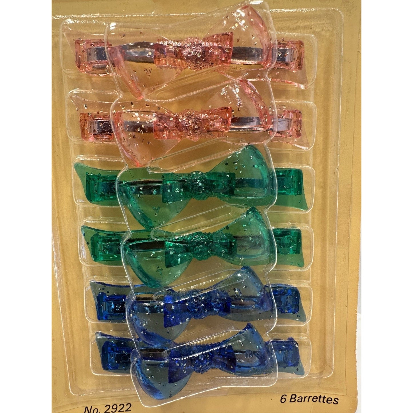 VINTAGE *NEW* 1970's Wil-hold 2922 Non-Slip Teeth Barrettes Pk/Gr/Bl - Pack of 6