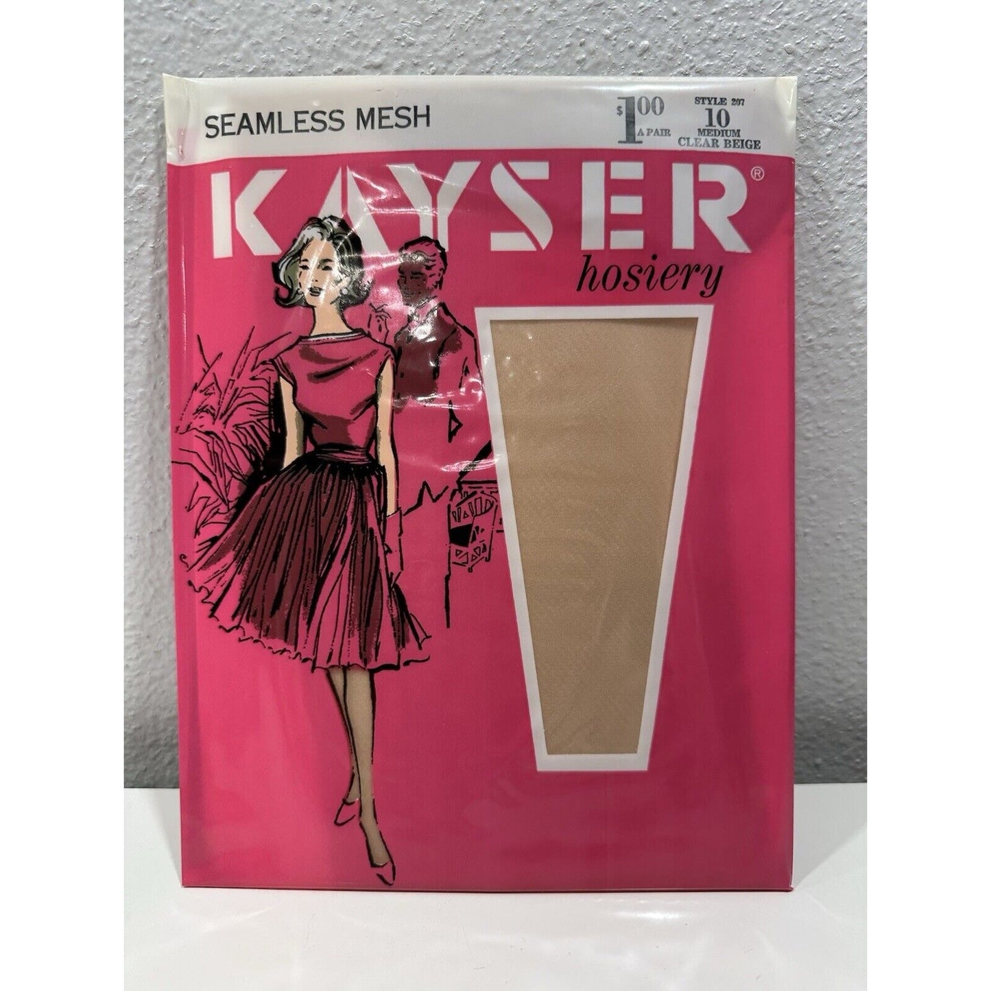 VINTAGE *NEW* Kayser Hosiery Seamless-Clear Beige Sz10 X 6