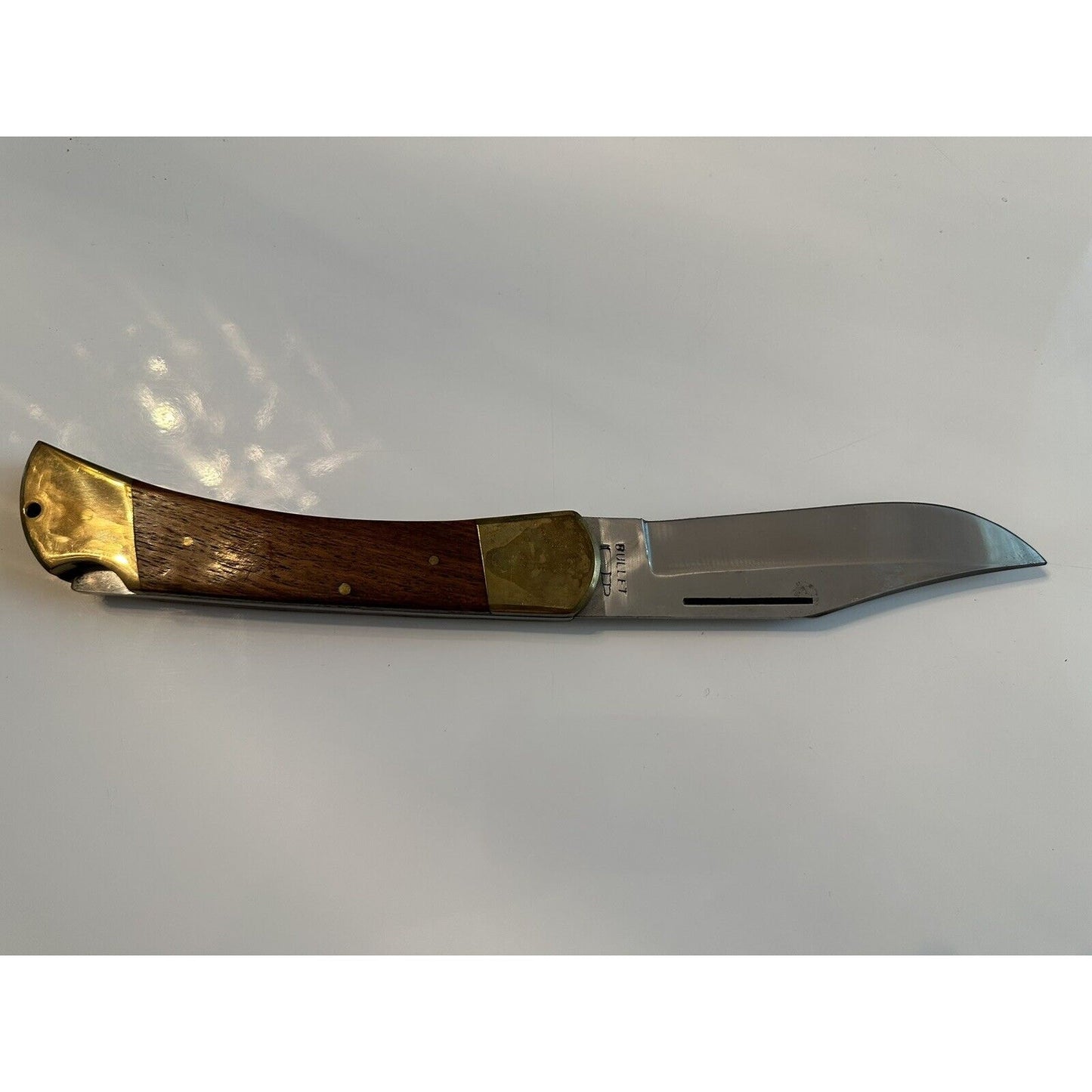 VINTAGE *NEW* Bullet Knife Wood Handle, Brass Trim