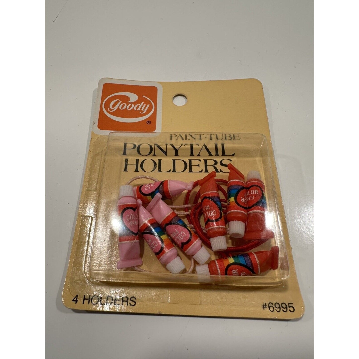 VINTAGE *NEW* 1982 Goody Ponytail Holder Set - Striped Paint Tube