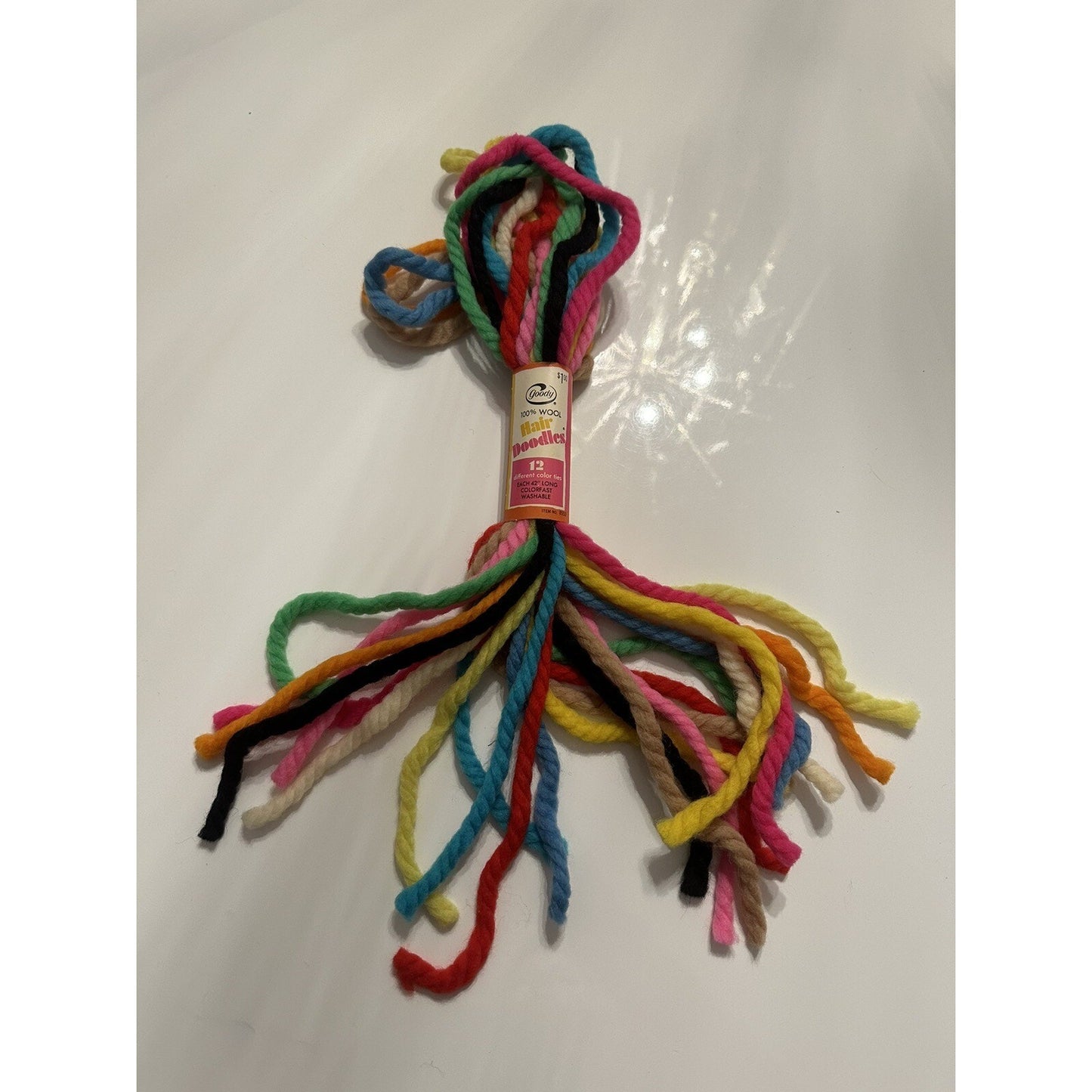 VINTAGE *NEW* 1970's/1980's Goody Hair Doodles Thick 42" MULTICOLOR 100% Wool
