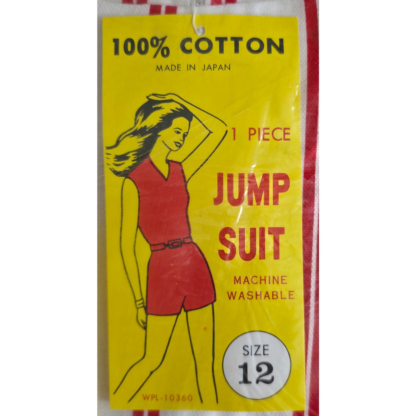 VINTAGE *NEW* 1960's Red & White Striped Waist Tie Romper Size 12 Japan