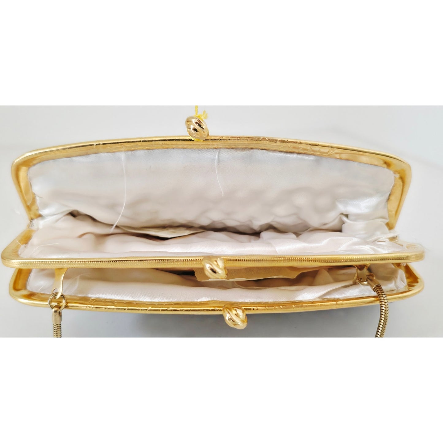 VINTAGE *NEW* 1960's Hand-Made Fancy Beaded Purse Silver with Gold Strap