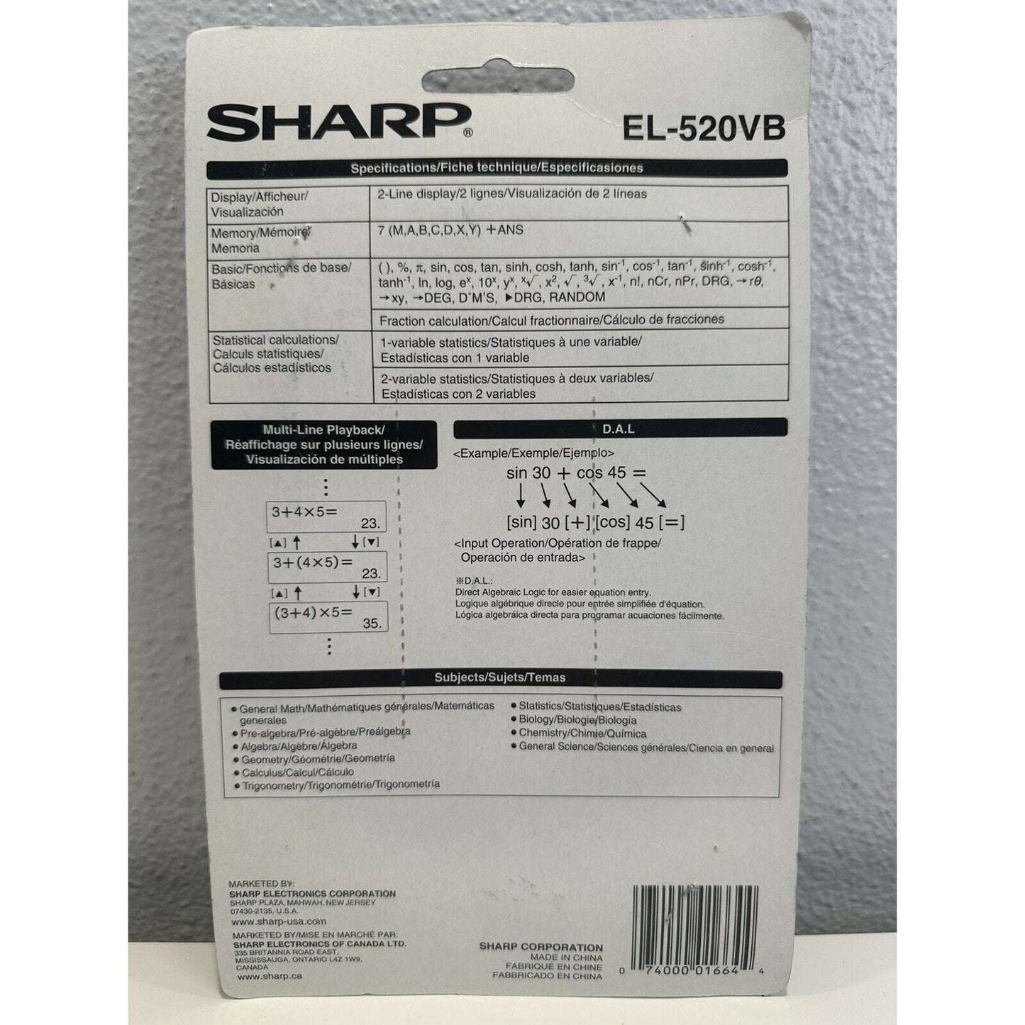 ViNTAGE *NEW* Sharp EL-520VB Advanced dal Scientific Calculator