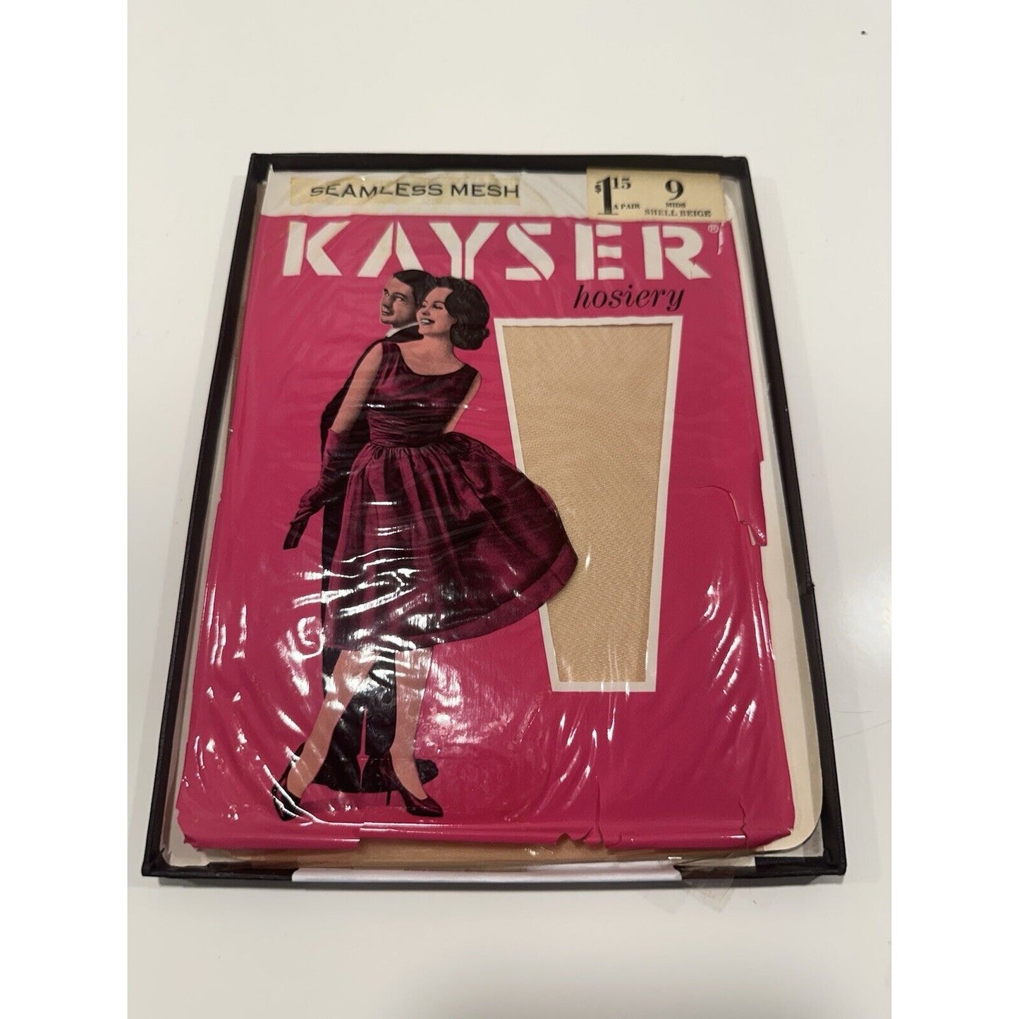 VINTAGE *NEW* Kayser Hosiery Seamless-Shell Beige Sz 9M-1 Pair