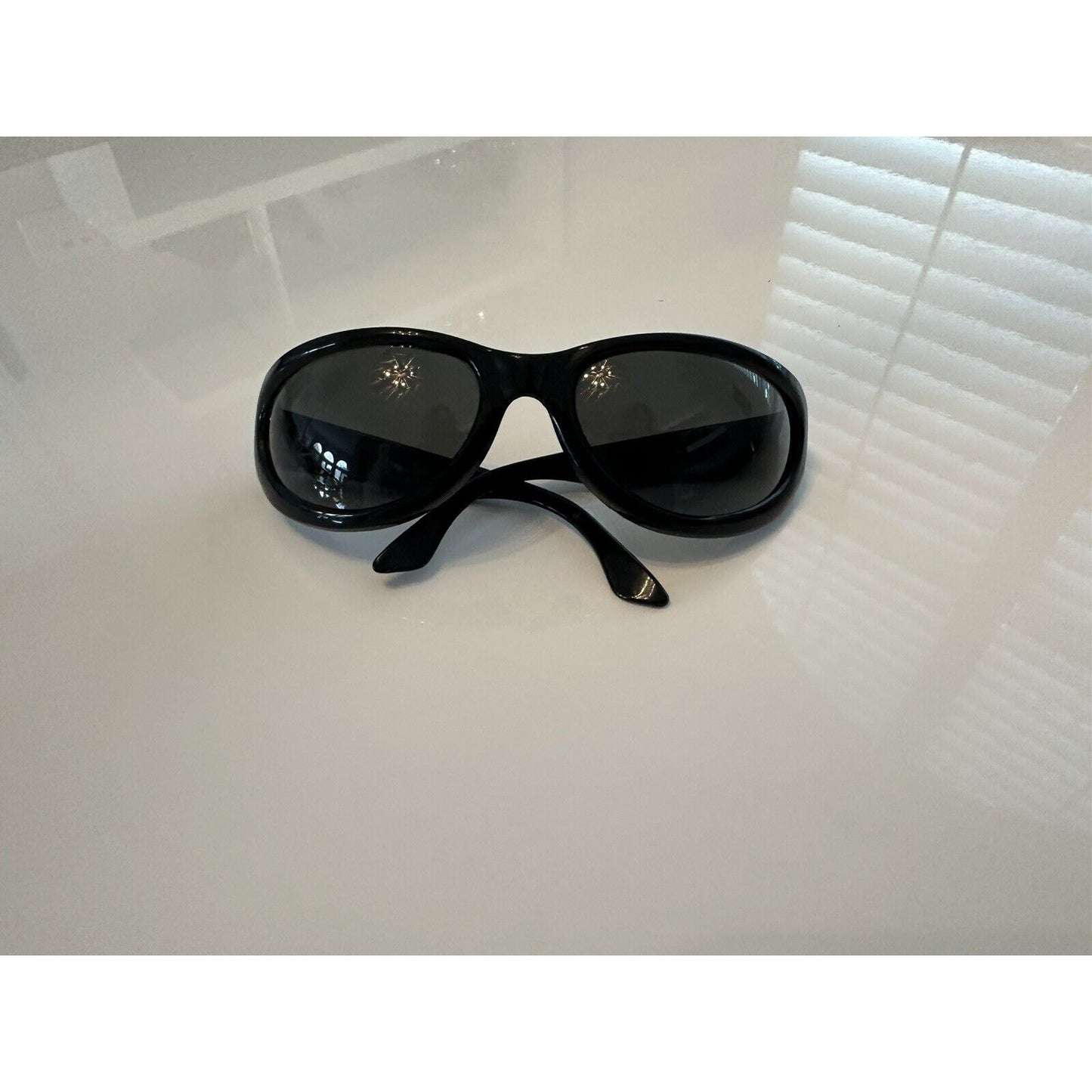 VINTAGE *NEW* Black Funky Oval Sunglasses USA Movie Prop