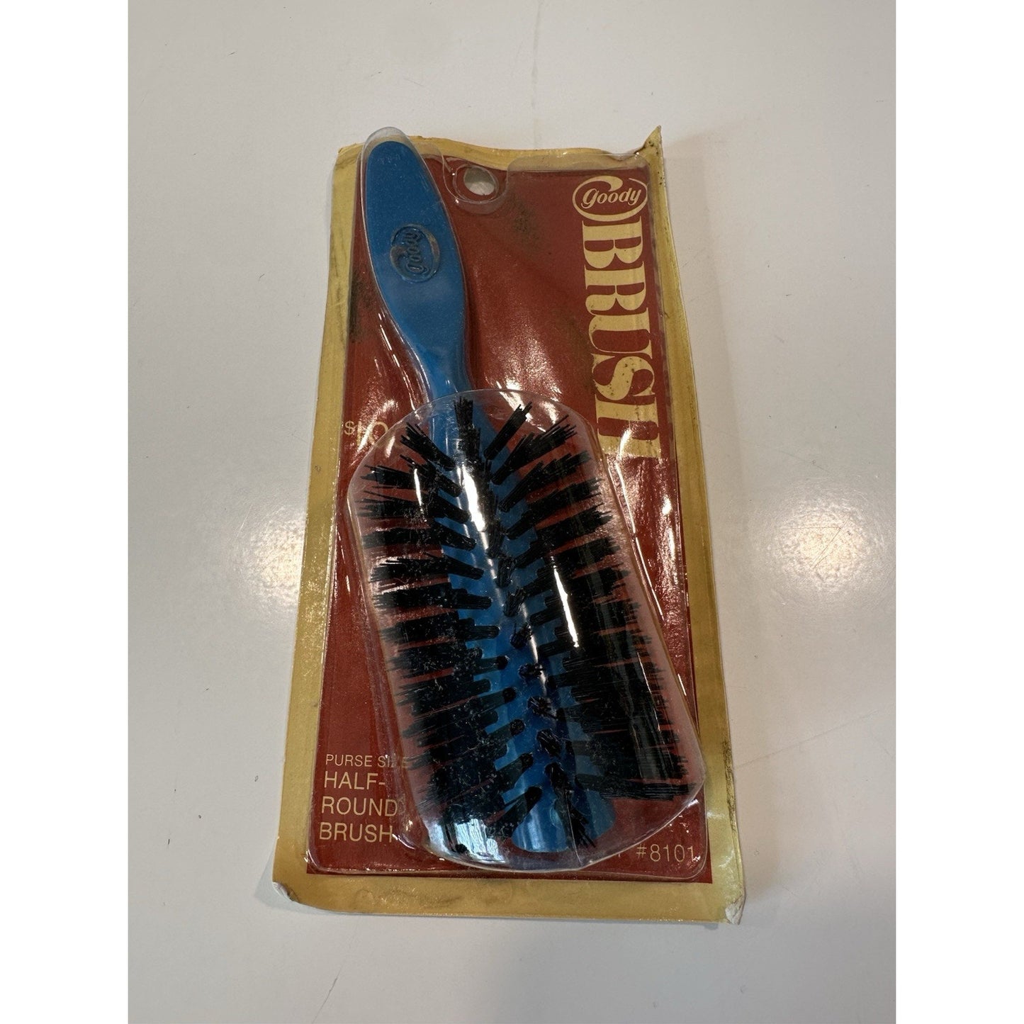 VINTAGE *NEW* 1975 Goody #8101 Blue Half-Round Brush Purse Size 6" w/ Nylon Bristles