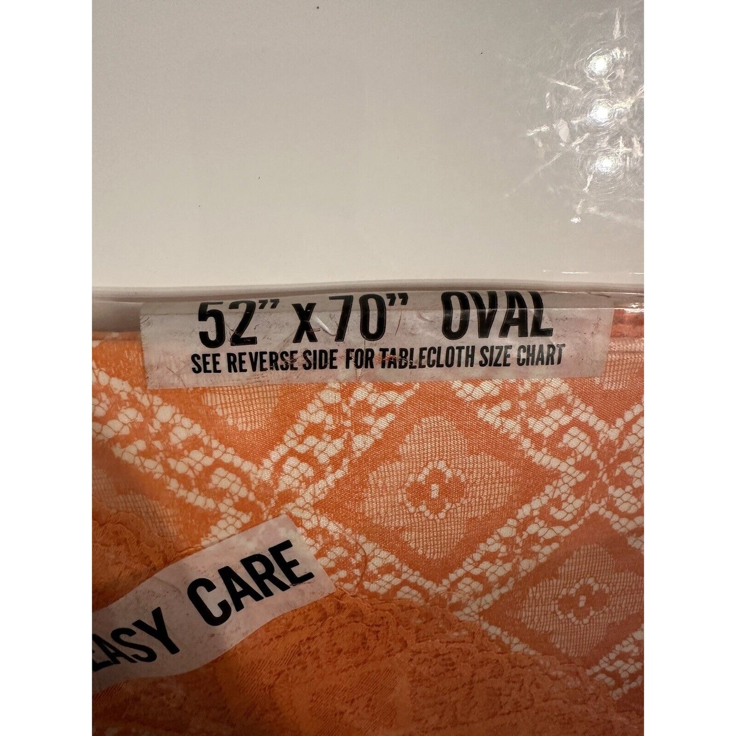 VINTAGE *NEW*Diamond Lace Oval 52"X70" Flannel Back Tablecloth USA