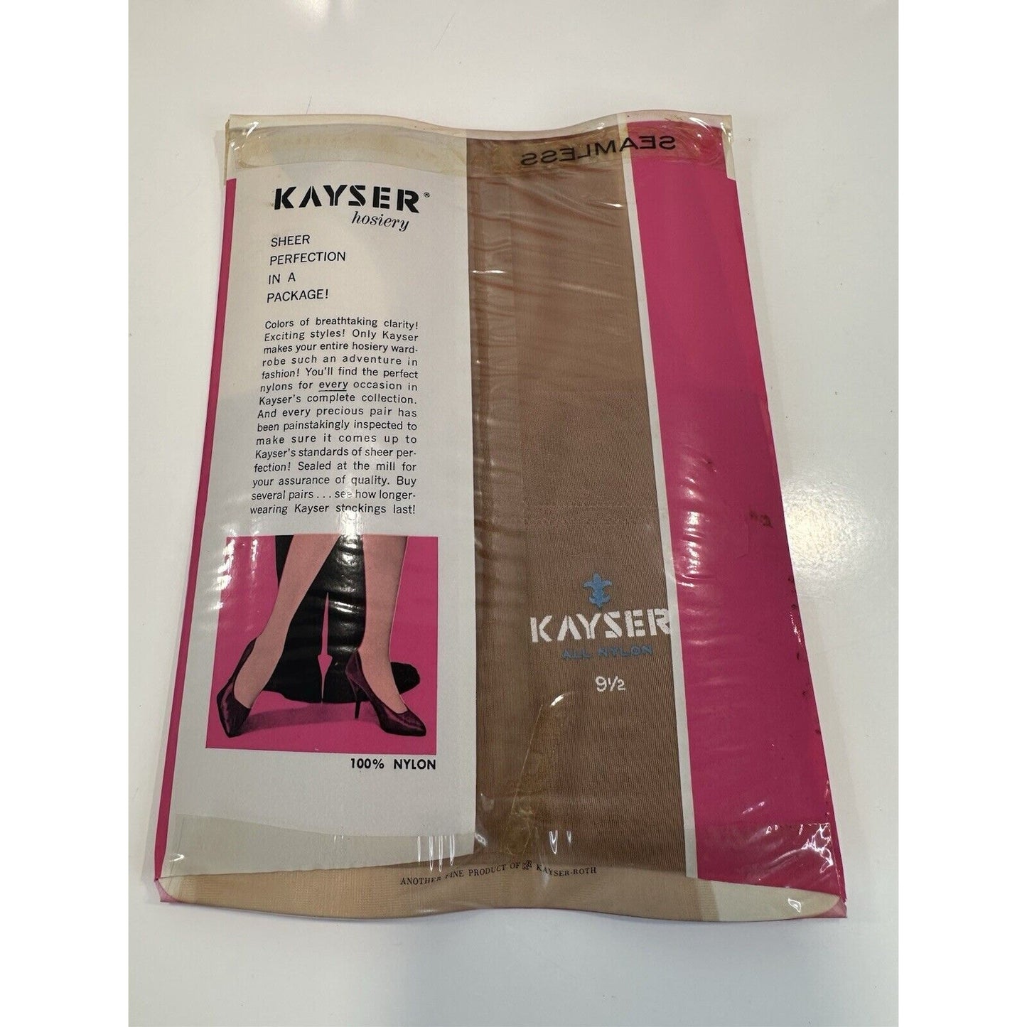 VINTAGE *NEW* 1950's Kayser Hosiery Seamless Mesh-Clear Beige Sz9.5X6