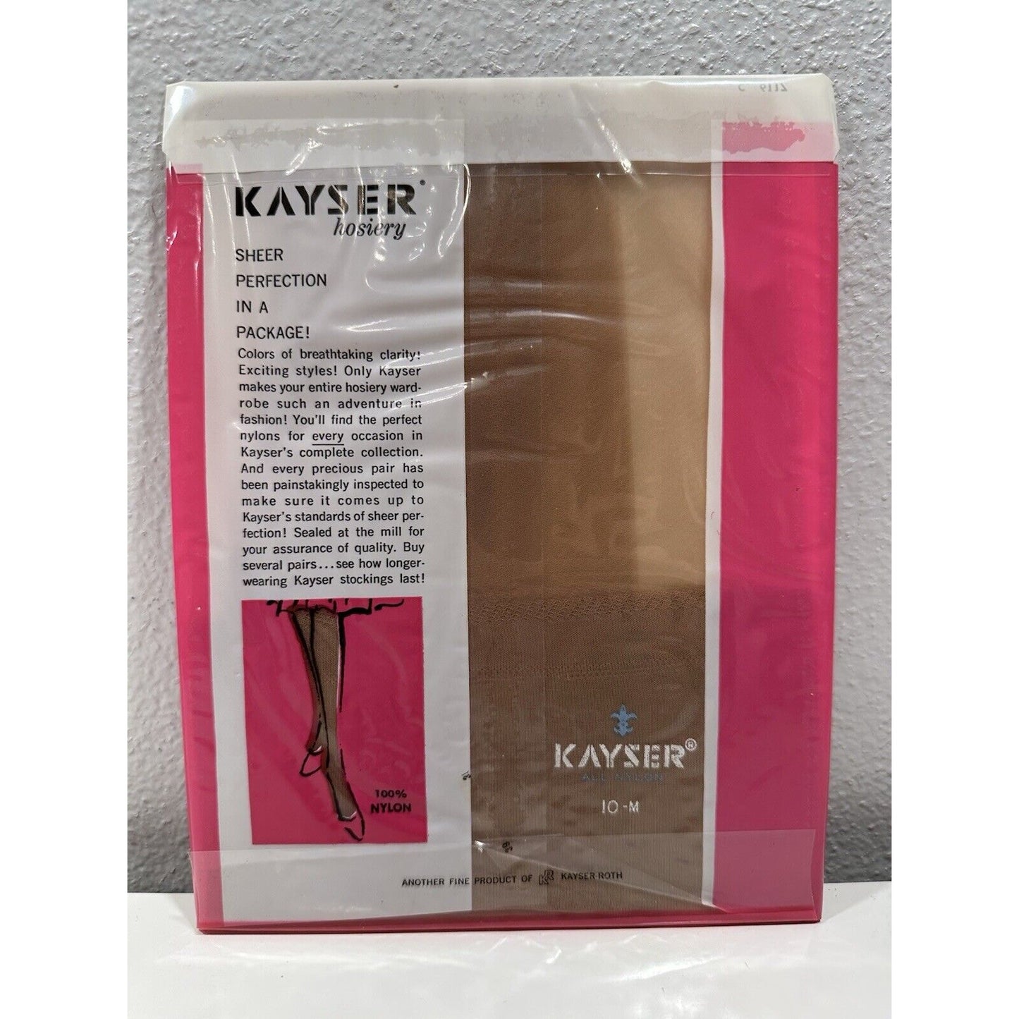VINTAGE *NEW* Kayser Hosiery Seamless-Clear Beige Sz10 X 6
