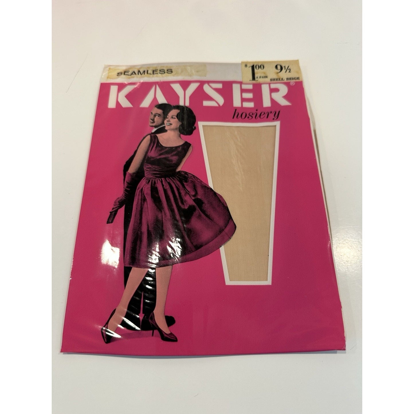 VINTAGE *NEW* 1950's Kayser Hosiery Seamless-Shell Beige Sz 9.5 X 6