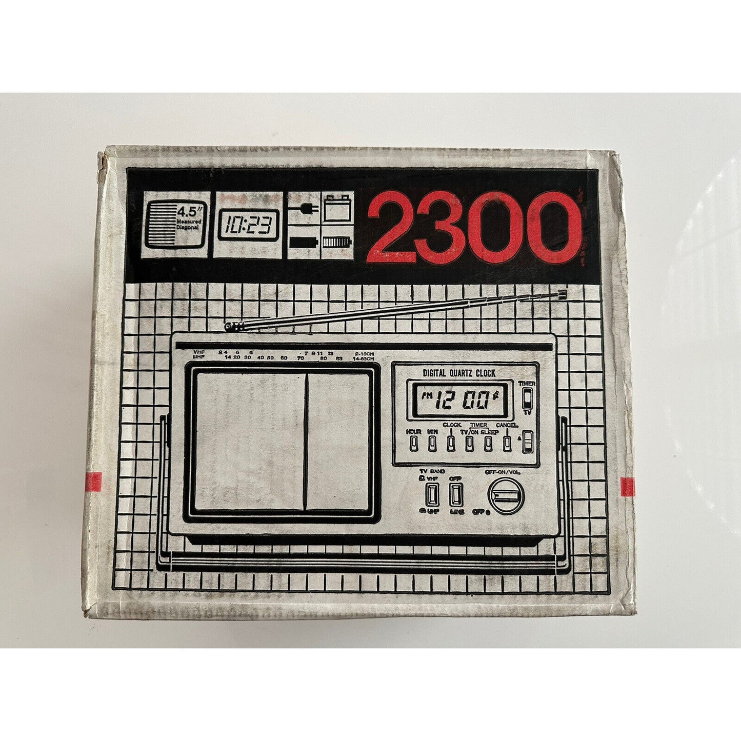 VINTAGE *NEW* 1980's Hitachi K2300 Solid State TV Receiver/Digital Clock