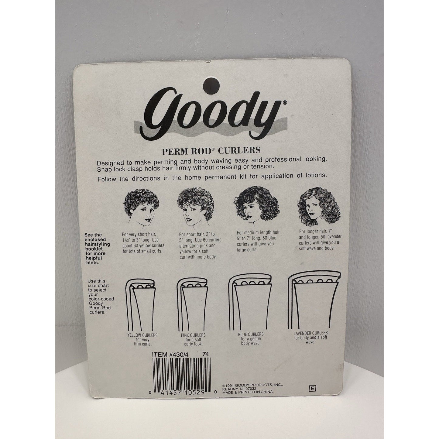 VINTAGE *NEW* 1991 Goody 430/4 Large Perm Rod Hair Curlers Pack of 6