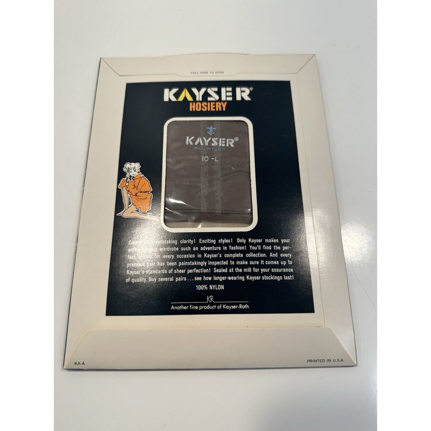 VINTAGE *NEW* Kayser Hosiery-Seamless-Grey-1pair-Sz10L