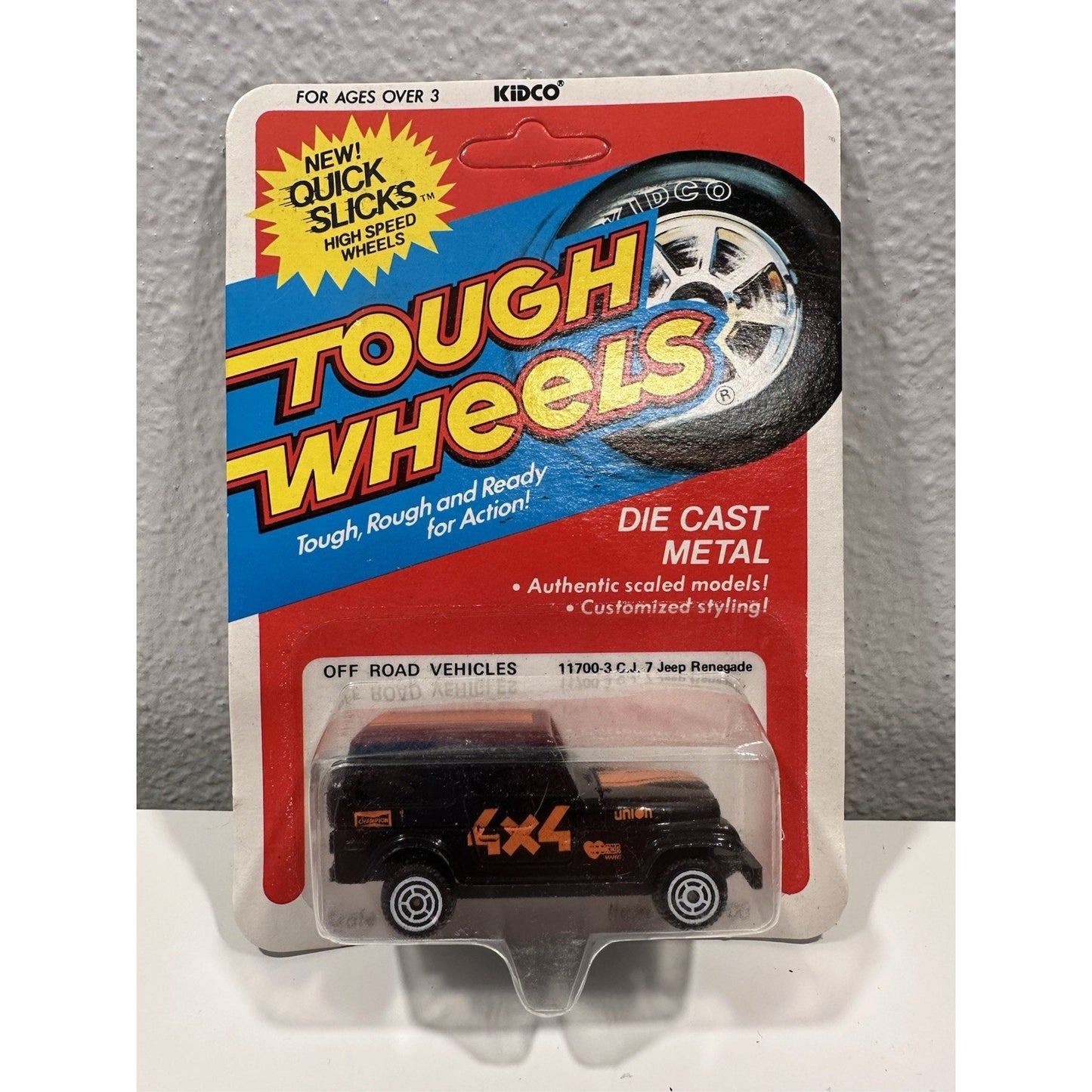 VINTAGE *NEW* Kidco Tough Wheels 11700-3 CJ 7 Black Jeep Renegade 1:60 Die Cast