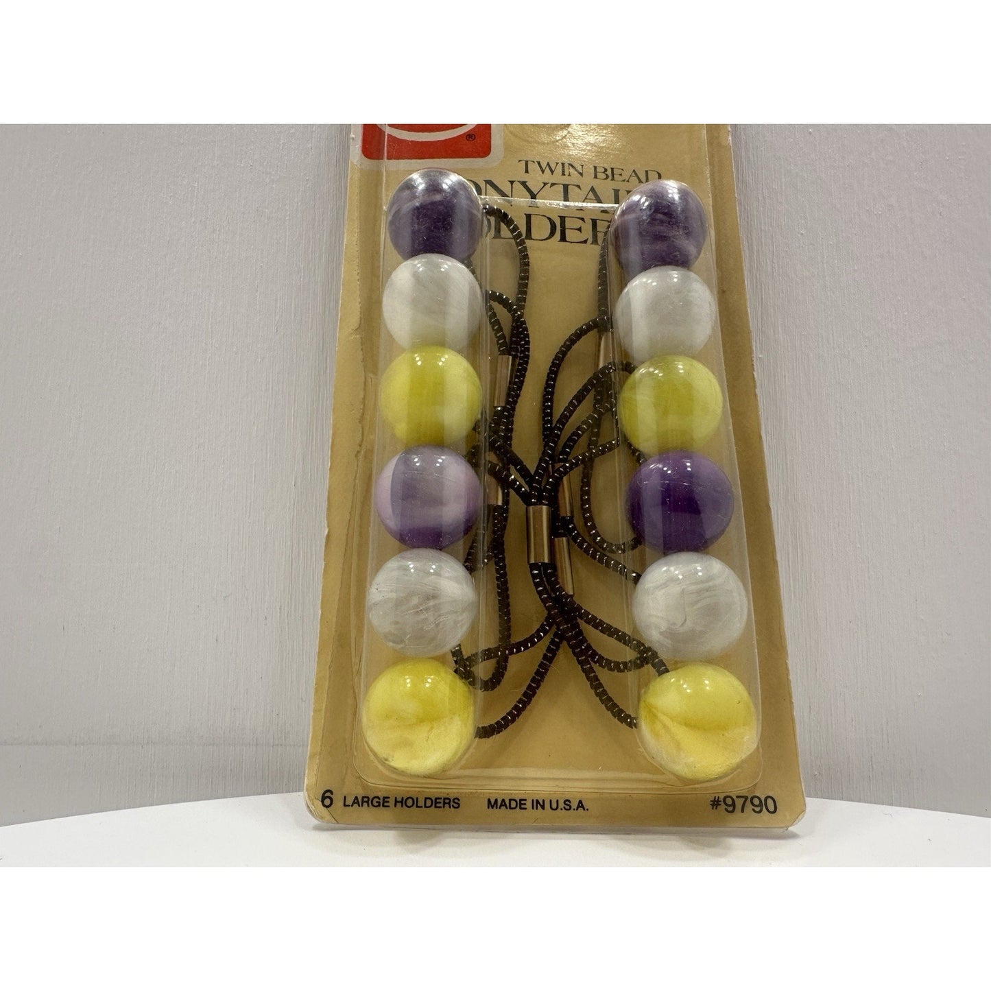 VINTAGE *NEW* 1982 Goody 9790 Twin Bead Marble Ponytail Holders