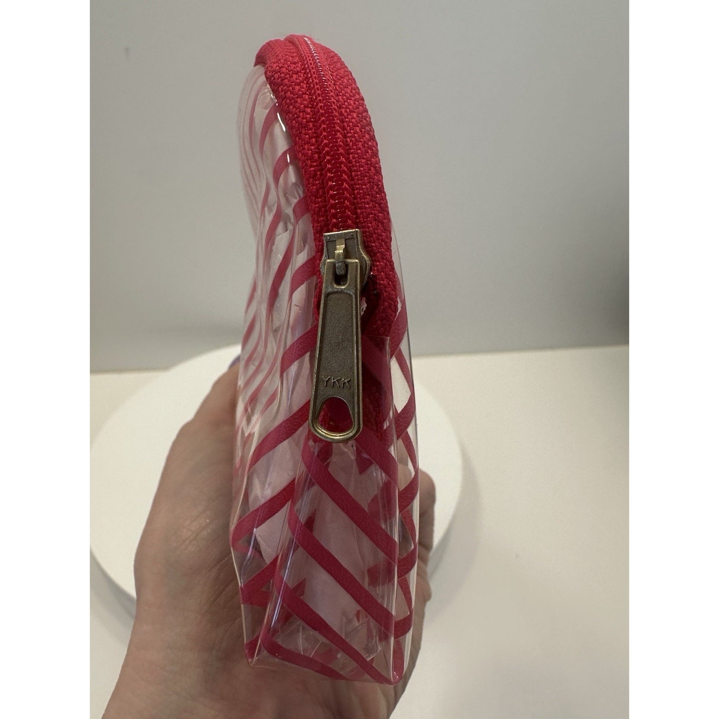 VINTAGE *NEW* 1989 Goody 9655/T Pretty Neat Cosmetic Zip Bag 5" X 6.5" Pink Stripe