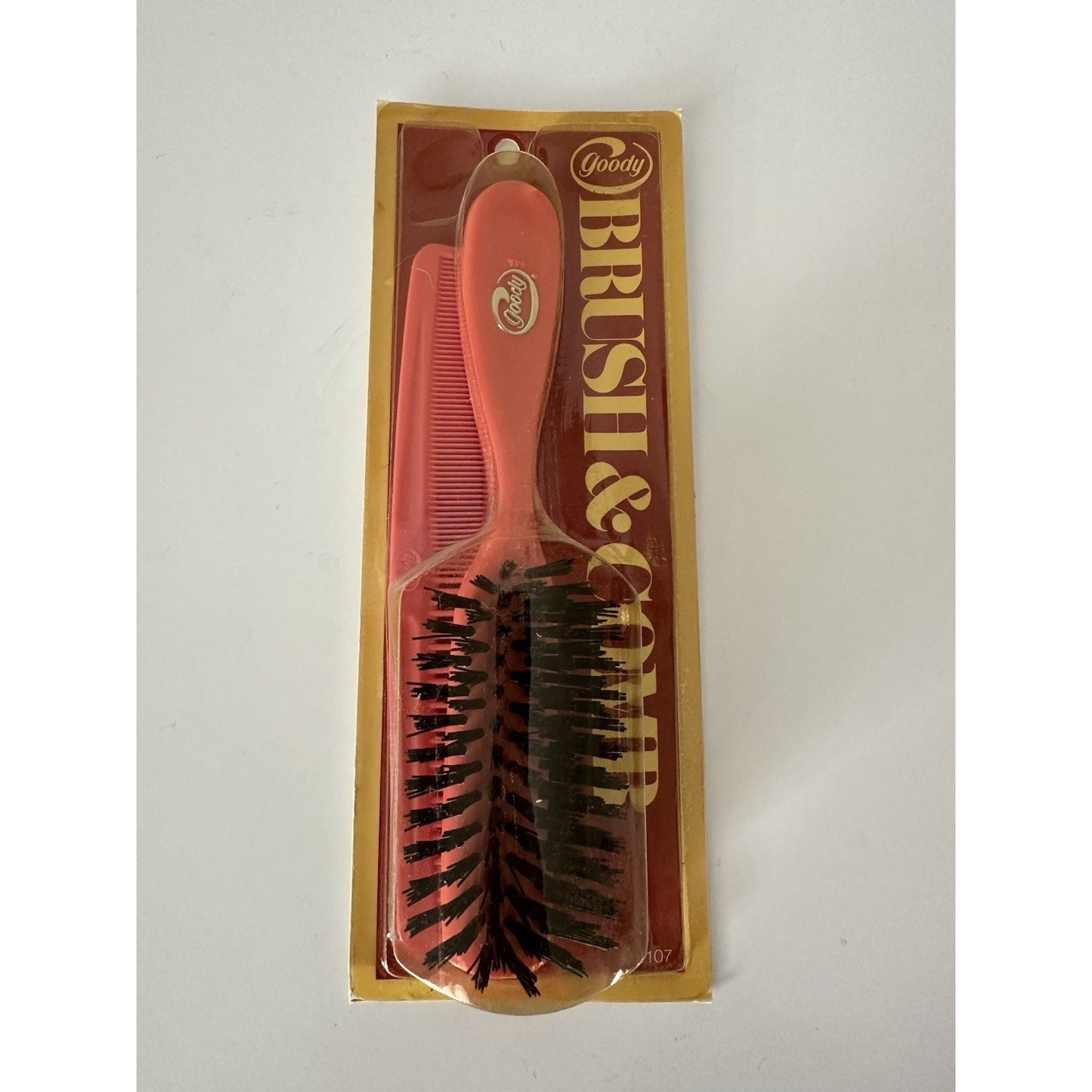 VINTAGE *NEW* 1975 Goody Brush & Comb Boar/Nylon Bristle Matching Set - Pink