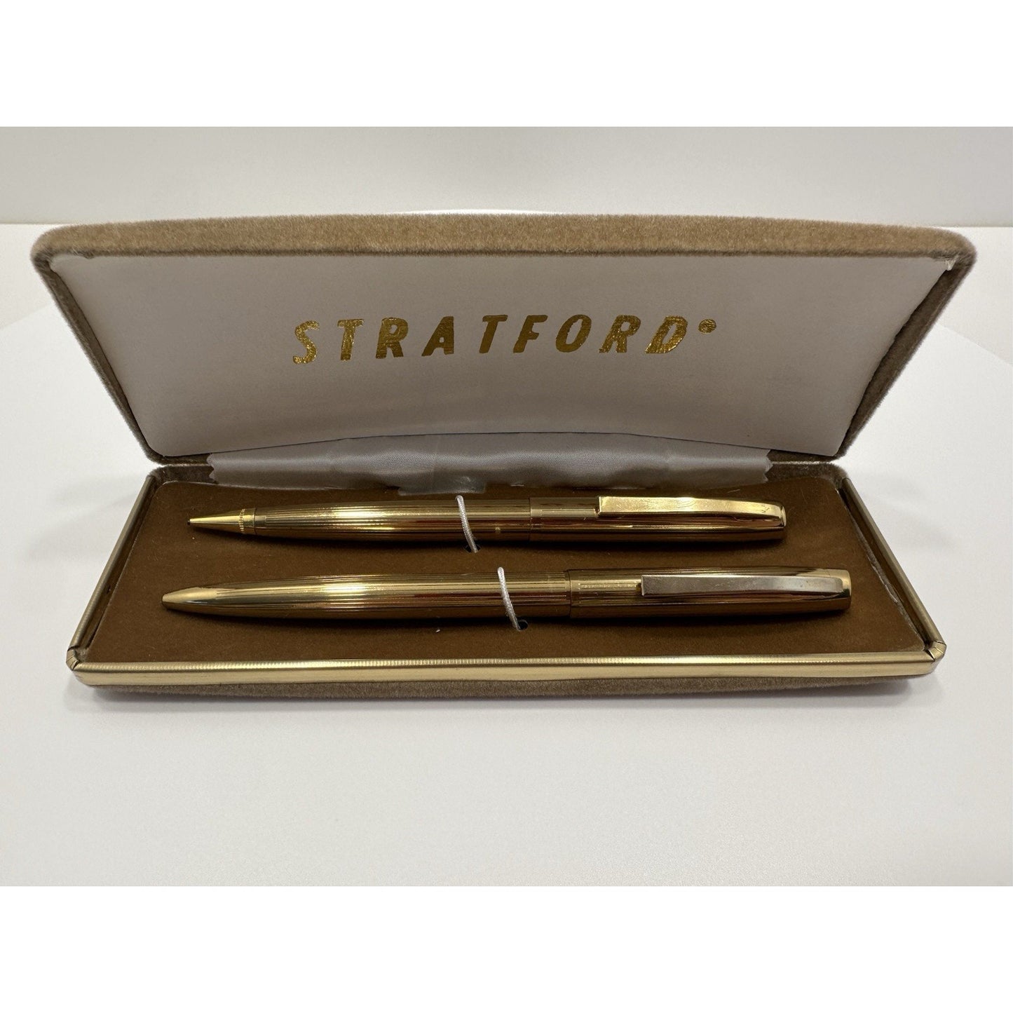VINTAGE *NEW* Stratford Gold Pen & Pencil Set Ballpoint & Mechanical in Case
