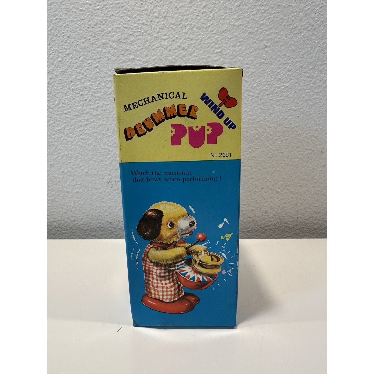 VINTAGE *NEW* 1960's Drummer Pup Mechanical Wind Up Metal Toy
