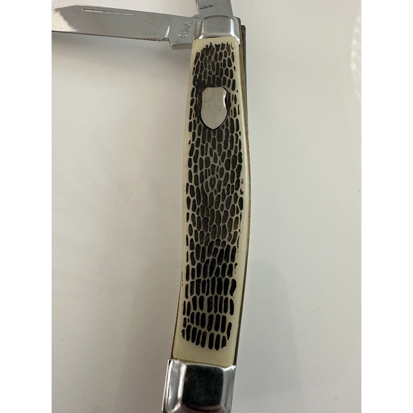 VINTAGE *NEW* Bone/Silver Handle Pocket 2-Blade Knife