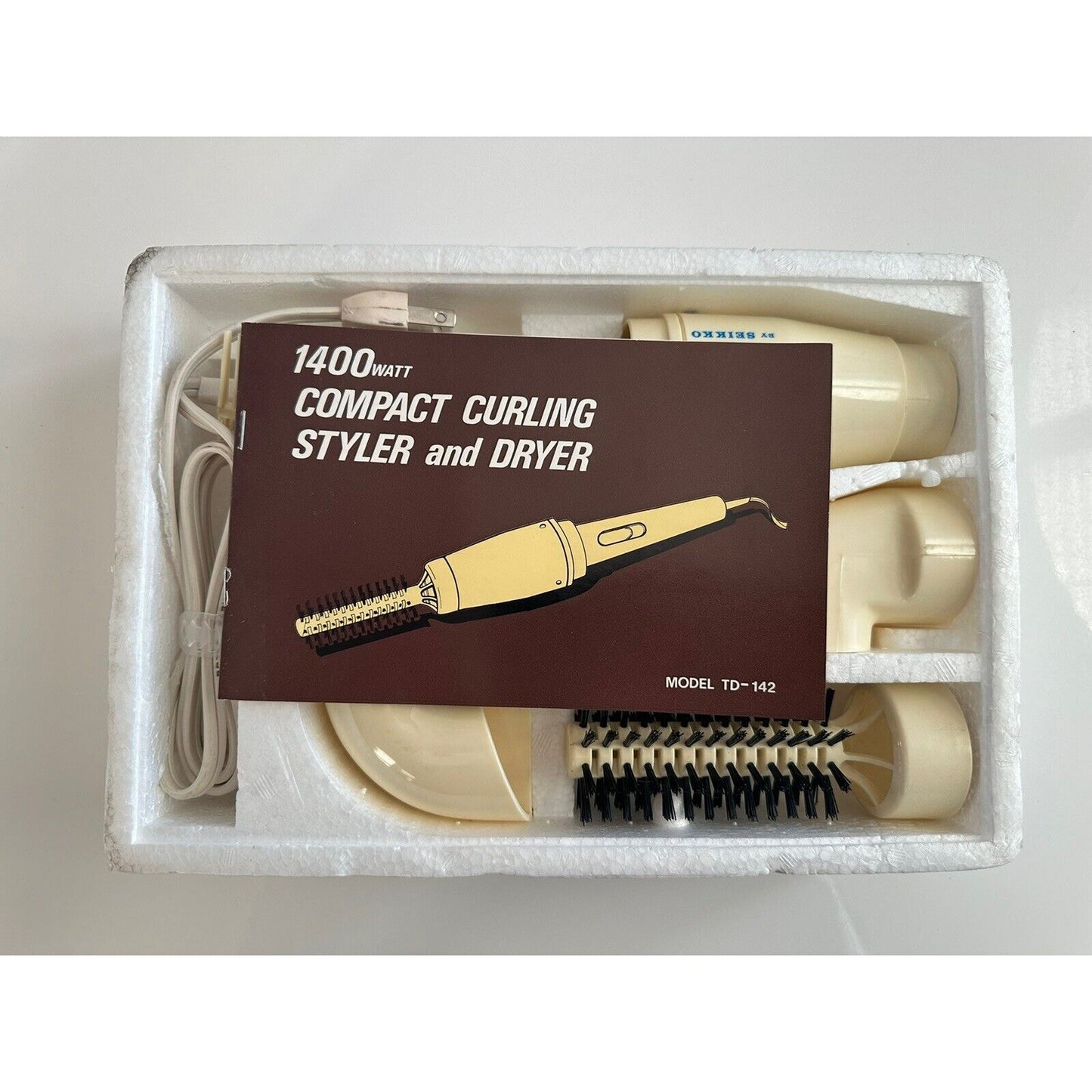 VINTAGE *NEW* Seikko MU1400W 5-IN-1 Comb/Styler/Dryer Accessories
