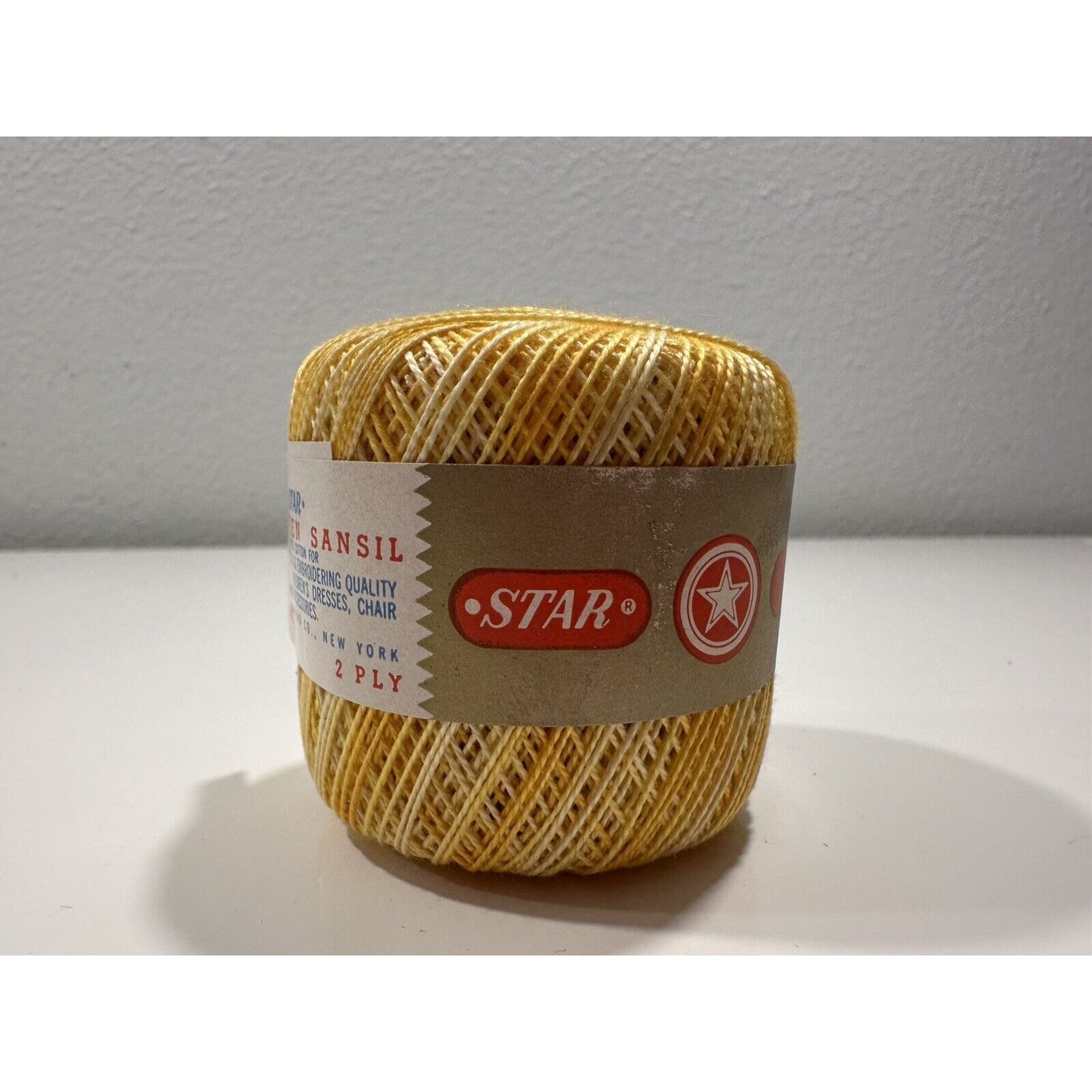 VINTAGE *NEW* Star Sillateen Sansil Crochet Knitting Art 102, Yellow 87-75 Yrds