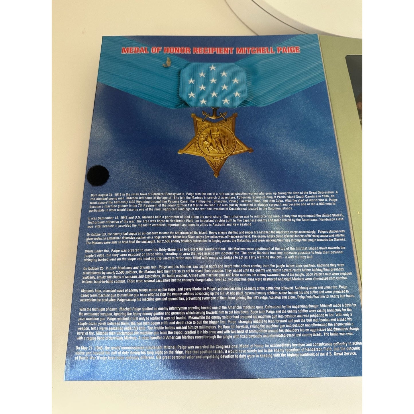 VINTAGE GI Joe Mitchell Paige Medal of Honor Classic Collection