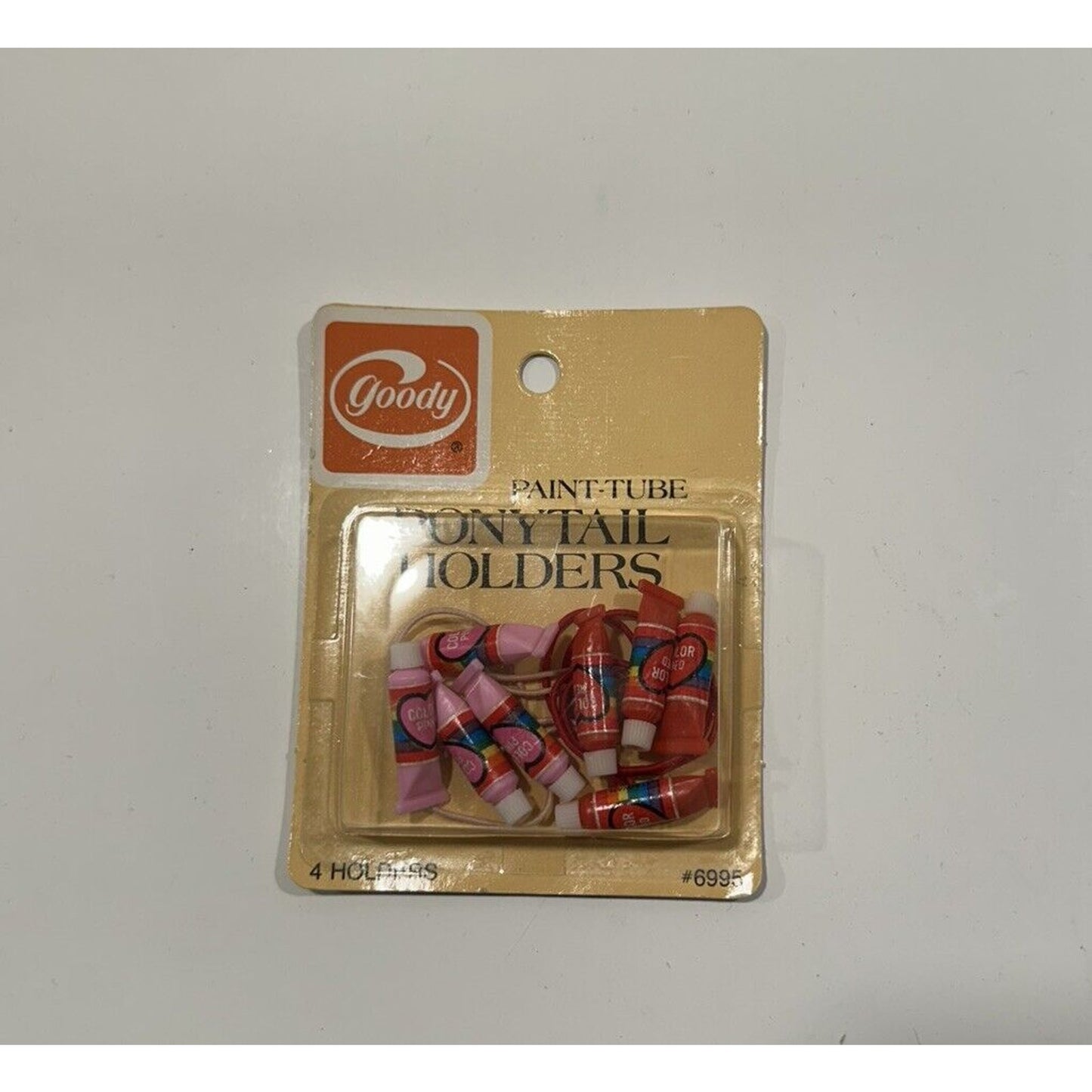 VINTAGE *NEW* 1982 Goody Ponytail Holder Set - Striped Paint Tube