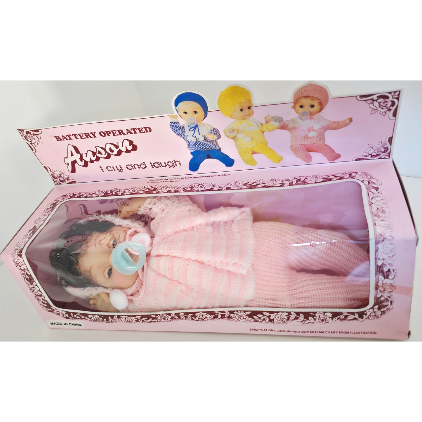 VINTAGE *NEW* 1970's Baby Anson Doll Cries and Laughs Black Hair