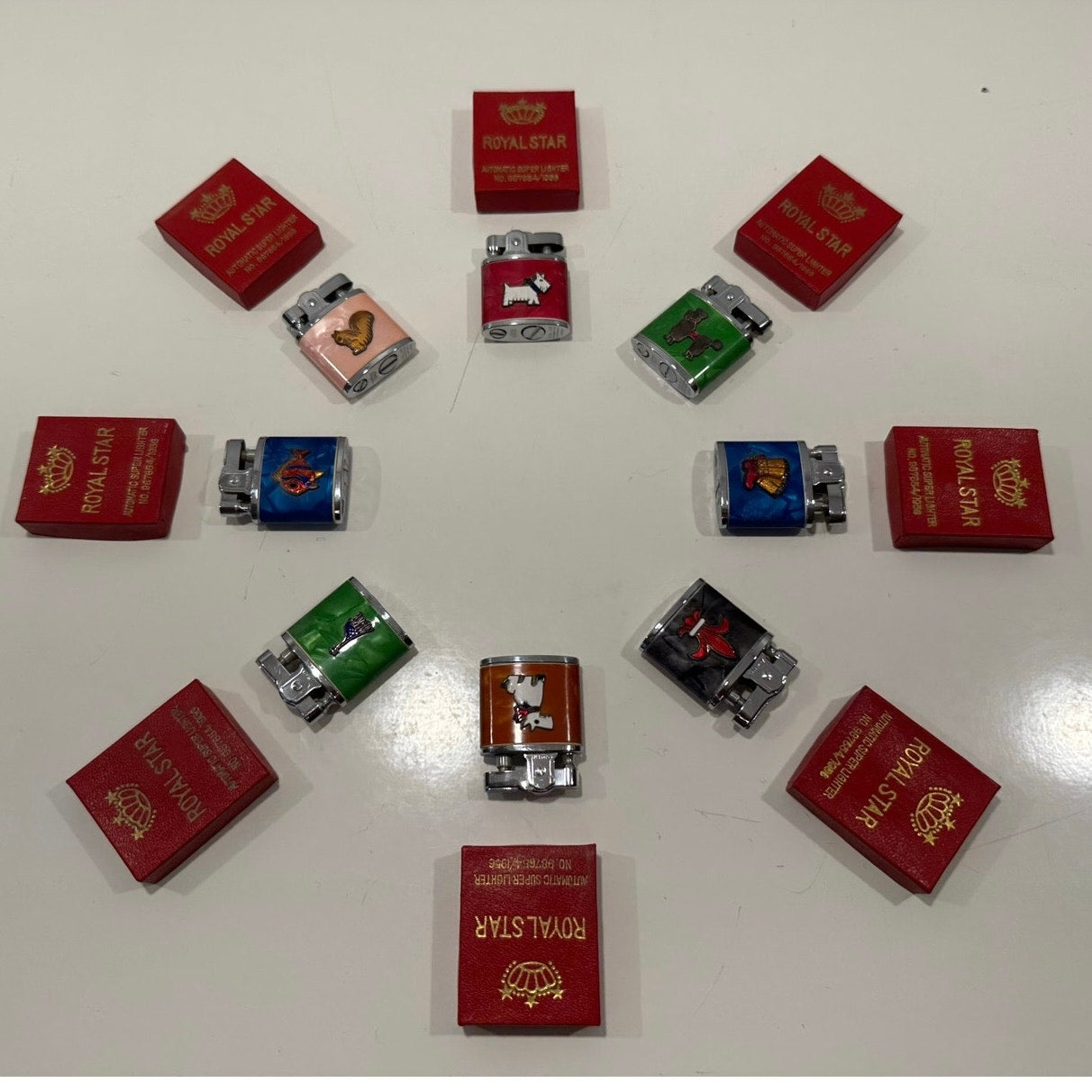 VINTAGE *NEW* 1956 ROYAL STAR Lighter Collection Set of 8