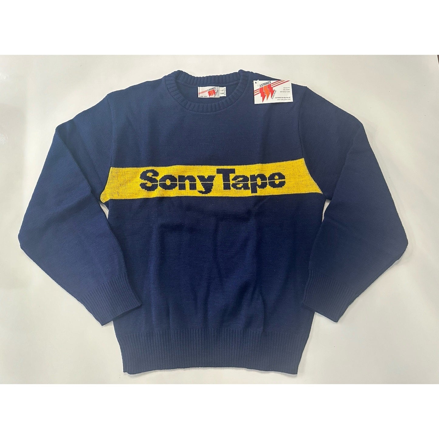 VINTAGE *NEW* Extremely Rare Navy Sony Tape Sweater w/Tags Size S