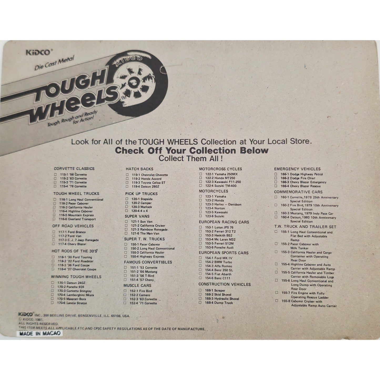 VINTAGE *NEW* 1981 Kidco Tough Wheels Pace Cabover & Long Haul Die-Cast Toys