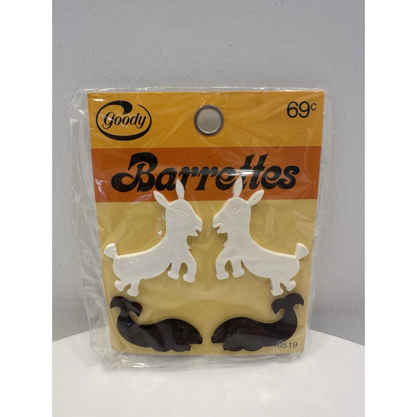 VINTAGE *NEW* 1975 Goody 6519 Barrettes w/Donkeys and Whales