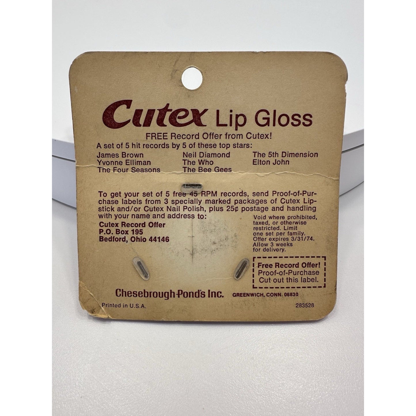 VINTAGE *NEW* 1970's Cutex Fresh Mocha Mint Frosty Flavored Lip Gloss on Card