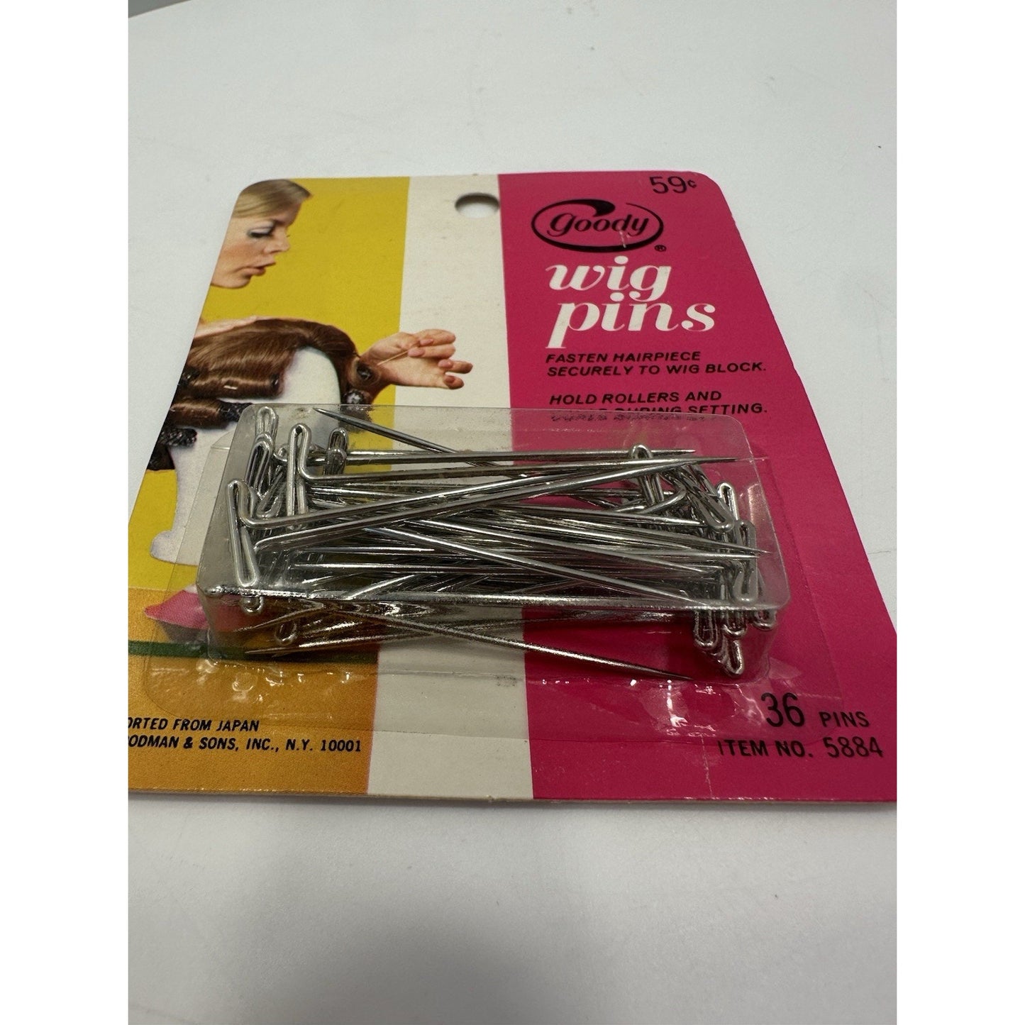 VINTAGE *NEW* 1970's Goody 5884 Wig Pins 36 Fasten Hairpiece Pins