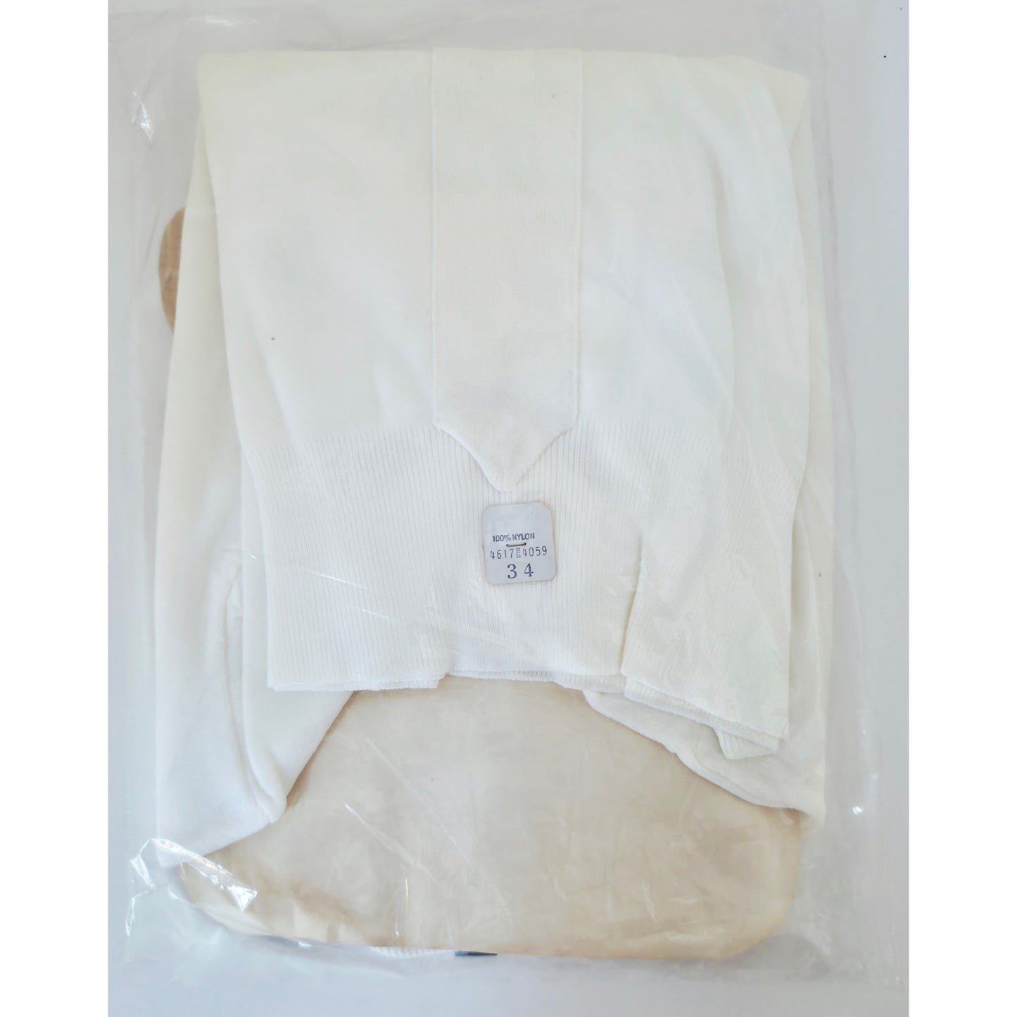 VINTAGE *NEW*1960's White Women's Thin  Sweater w/Collar 100% Nylon Size 34