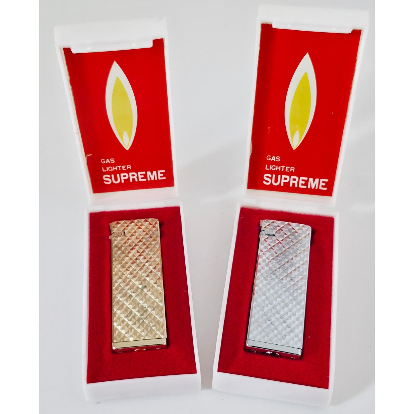 VINTAGE *NEW* 1960's Silver and Gold Textured Lighters by Supreme USA Set of 2