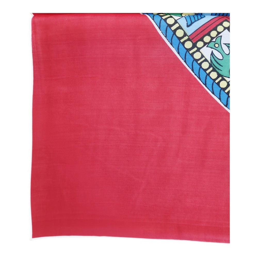 VINTAGE *NEW* 1950's Japanese Hand Printed Silk Rayon Scarf 31" x "31" Red