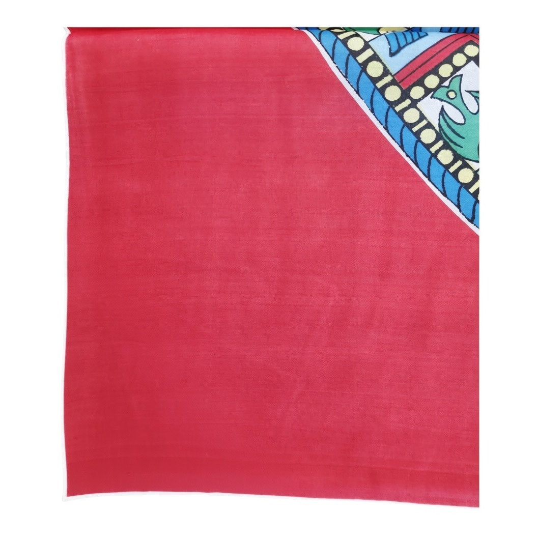 VINTAGE *NEW* 1950's Japanese Hand Printed Silk Rayon Scarf 31" x "31" Red