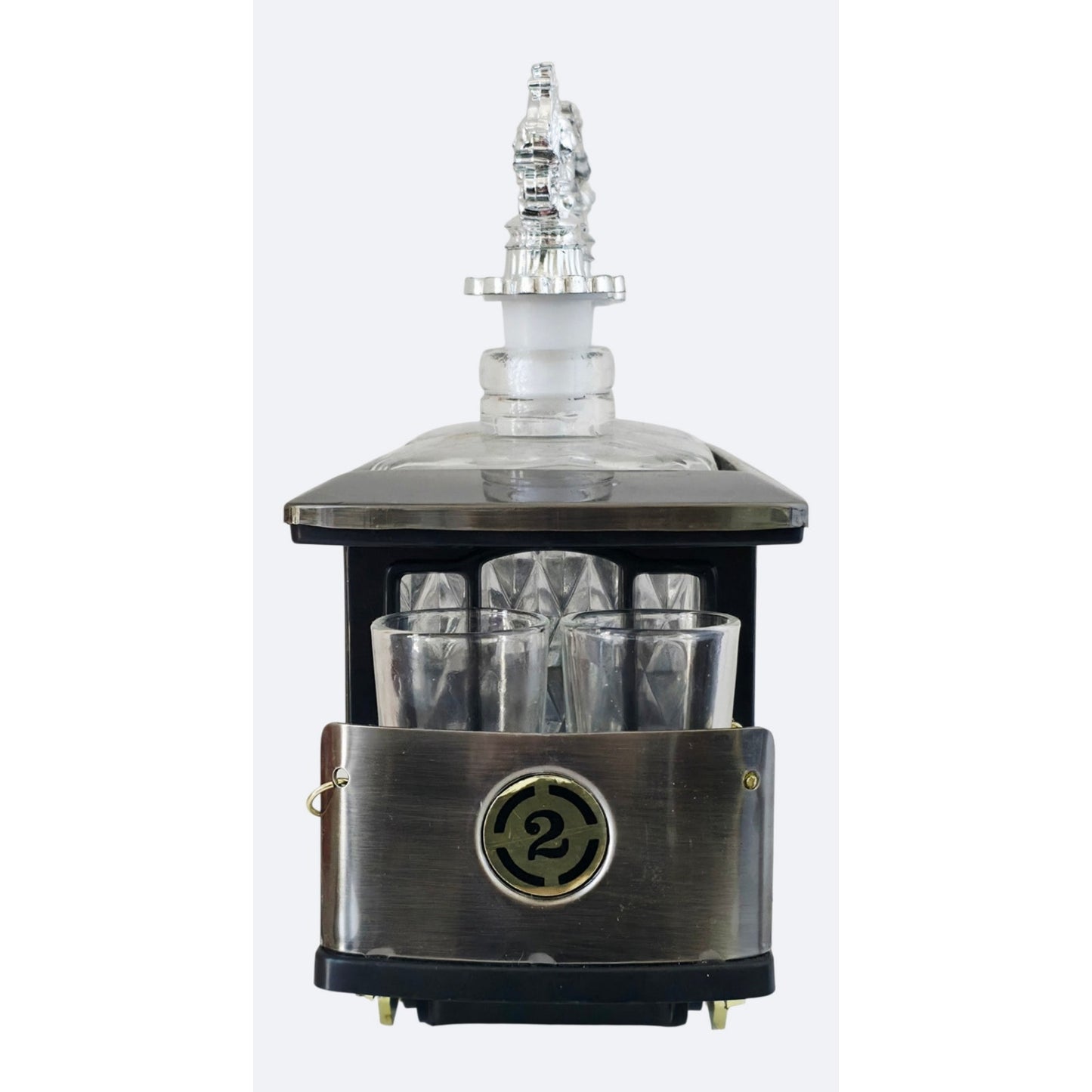 VINTAGE *NEW* 1950's Decanter Music Box San Francisco Train Car w/4 Shot Glasses