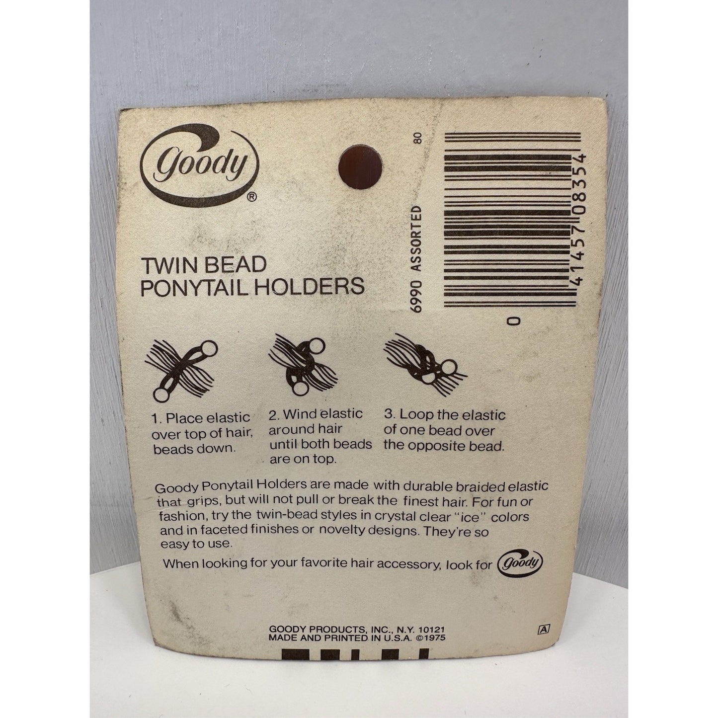 VINTAGE *NEW* 1975 Goody 6990 Twin Bead Ponytail Holders with Clowns Set of 2