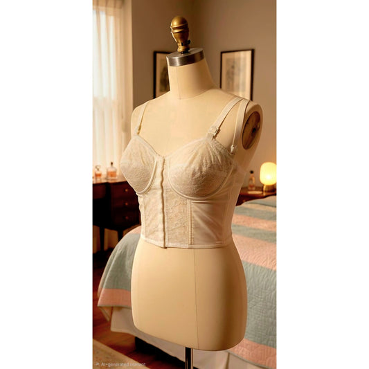 VINTAGE *NEW* 1960's Women's White Lace Bustier Bra Corset Size 36B