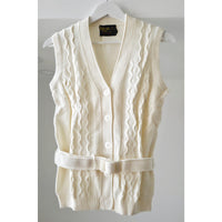 VINTAGE *NEW* 1970's Women's Cream Sweater Vest with Belt 100% Acrylic Size 38